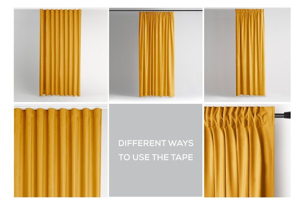 Rumena žametna zavesa za delno zatemnitev 140x245 cm Pleat – Restilo