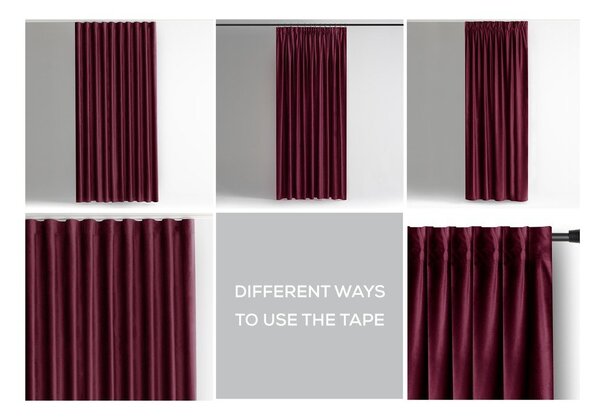 Bordo rdeča žametna zavesa za delno zatemnitev 140x245 cm Pleat – Restilo