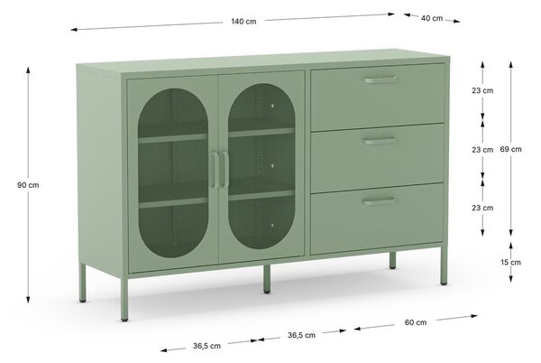 Mentolno zelena komoda 140x90 cm Diora – Marckeric