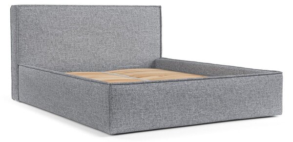 Siva oblazinjena zakonska postelja s prostorom za shranjevanje z letvenim dnom 200x200 cm Lounge L – Maison de Rêve