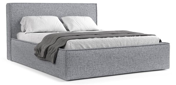 Siva oblazinjena zakonska postelja s prostorom za shranjevanje z letvenim dnom 200x200 cm Lounge L – Maison de Rêve