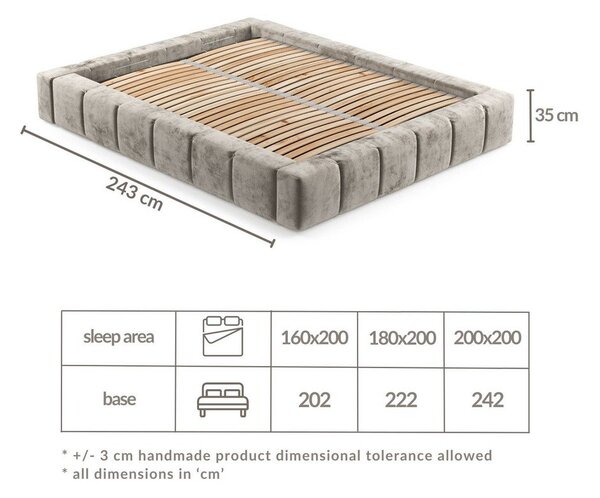 Rjava oblazinjena zakonska postelja s prostorom za shranjevanje z letvenim dnom 180x200 cm Aruba L – Maison de Rêve