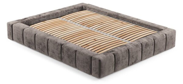 Rjava oblazinjena zakonska postelja s prostorom za shranjevanje z letvenim dnom 180x200 cm Aruba L – Maison de Rêve