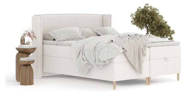 Kremno bela boxspring postelja s prostorom za shranjevanje 160x200 cm Monpelli – Maison de Rêve