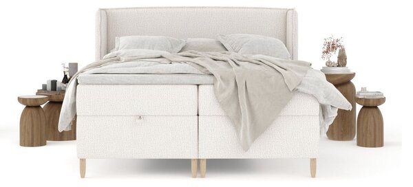 Kremno bela boxspring postelja s prostorom za shranjevanje 160x200 cm Monpelli – Maison de Rêve