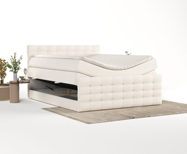 Kremno bela boxspring postelja s prostorom za shranjevanje 200x200 cm Blend – Maison de Rêve