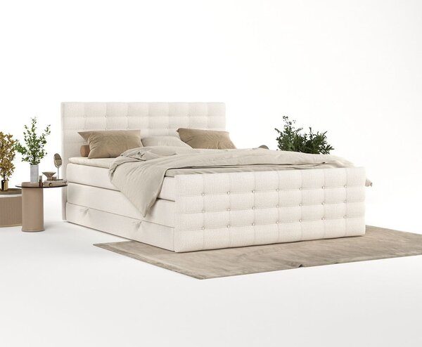 Kremno bela boxspring postelja s prostorom za shranjevanje 200x200 cm Blend – Maison de Rêve