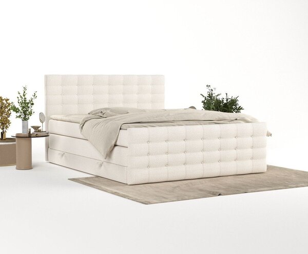 Kremno bela boxspring postelja s prostorom za shranjevanje 200x200 cm Blend – Maison de Rêve