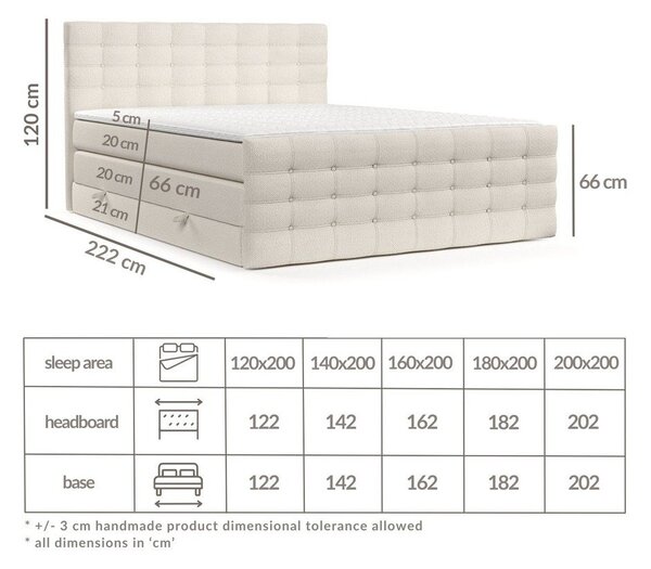Kremno bela boxspring postelja s prostorom za shranjevanje 200x200 cm Blend – Maison de Rêve