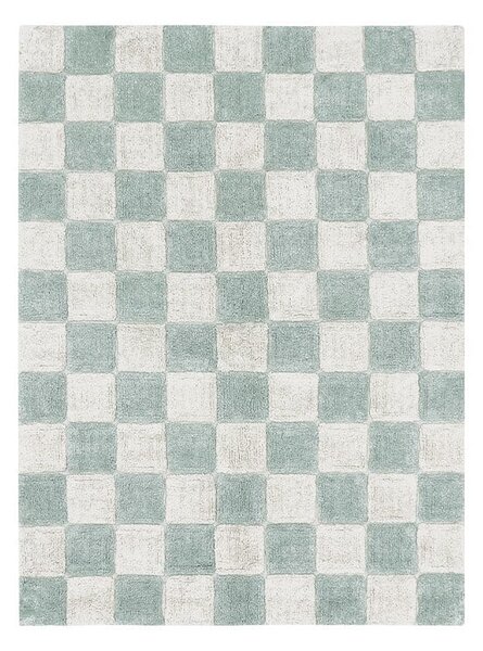 Svetlo modra/kremno bela pralna ročno tkana bombažna preproga 120x160 cm Kitchen Tiles Blue Sage – Lorena Canals