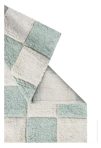 Svetlo modra/kremno bela pralna ročno tkana bombažna preproga 120x160 cm Kitchen Tiles Blue Sage – Lorena Canals