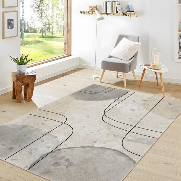 Siva/kremno bela pralna preproga 160x230 cm Simple Lines – Mila Home