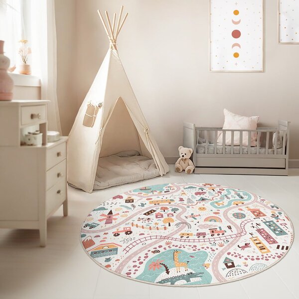Pralna otroška igralna preproga ø100 cm Furry World – Mila Home
