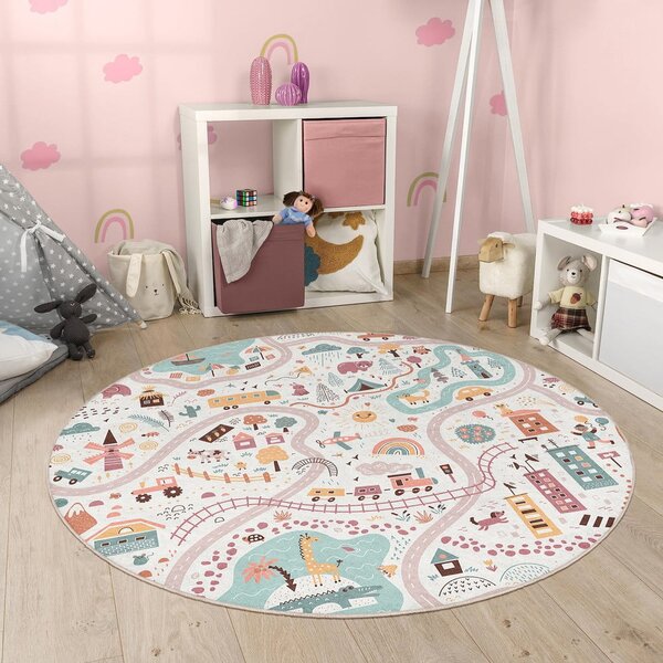 Pralna otroška igralna preproga ø100 cm Furry World – Mila Home