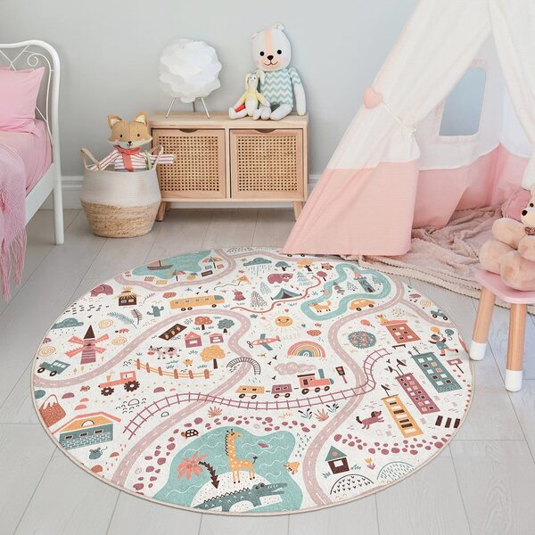 Pralna otroška igralna preproga ø100 cm Furry World – Mila Home