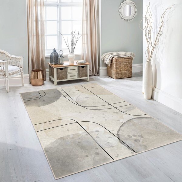 Siva/kremno bela pralna preproga 160x230 cm Simple Lines – Mila Home