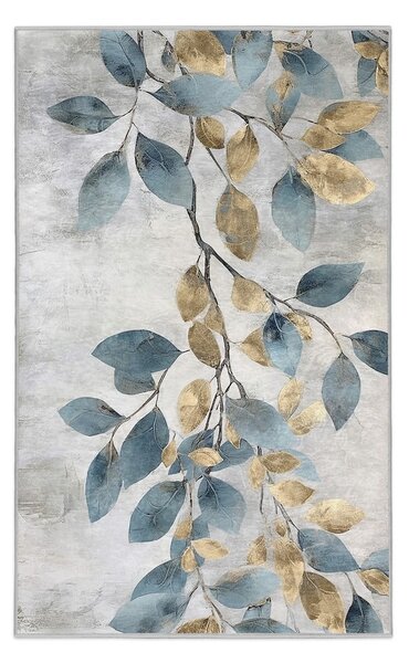 Svetlo modra/zlata pralna preproga 160x230 cm Golden Leaves – Mila Home