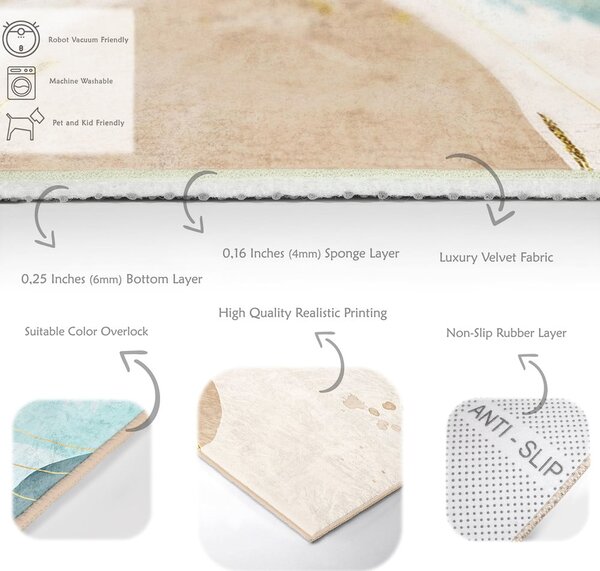 Kremno bel/turkizen pralen tekač 80x200 cm Puddle – Mila Home
