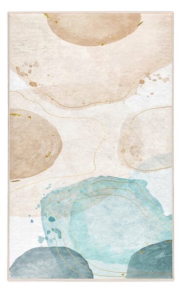 Kremno bela/turkizna pralna preproga 120x180 cm Puddle – Mila Home