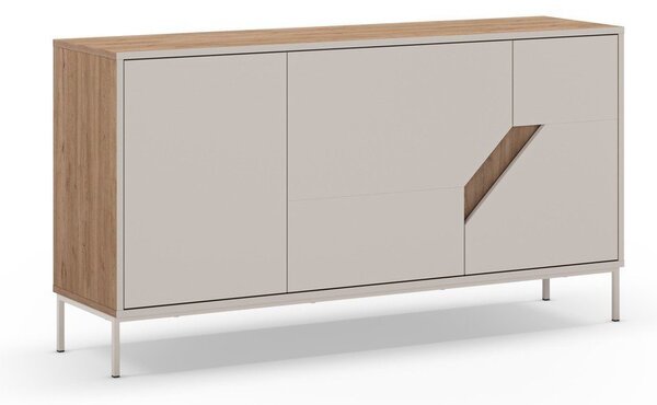 Kremno bela/naravna komoda v hrastovem dekorju 150x80x40 cm Lilou – Marckeric