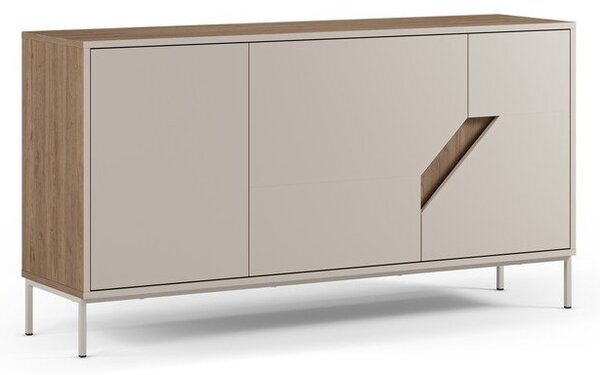 Kremno bela/naravna komoda v hrastovem dekorju 150x80x40 cm Lilou – Marckeric
