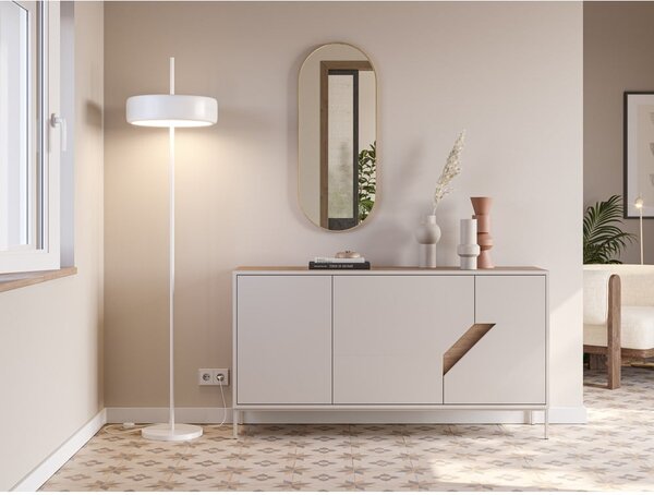 Kremno bela/naravna komoda v hrastovem dekorju 150x80x40 cm Lilou – Marckeric
