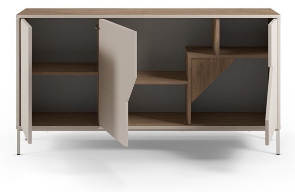 Kremno bela/naravna komoda v hrastovem dekorju 150x80x40 cm Lilou – Marckeric