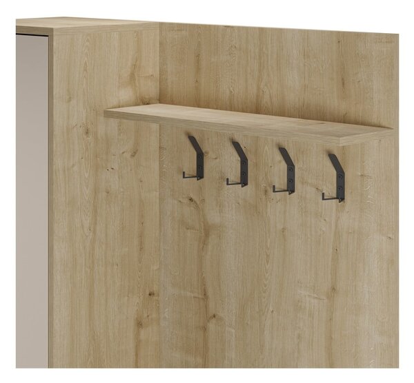 Kremno bel/naraven set za hodnik v hrastovem dekorju 108x195x35 cm Heidy – Marckeric