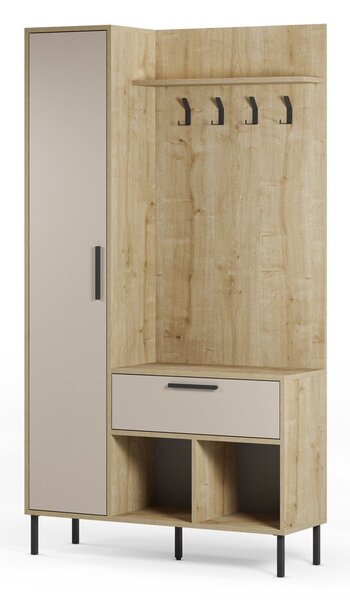 Kremno bel/naraven set za hodnik v hrastovem dekorju 108x195x35 cm Heidy – Marckeric