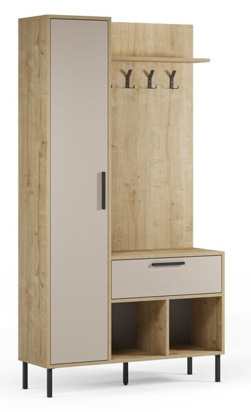 Kremno bel/naraven set za hodnik v hrastovem dekorju 108x195x35 cm Heidy – Marckeric