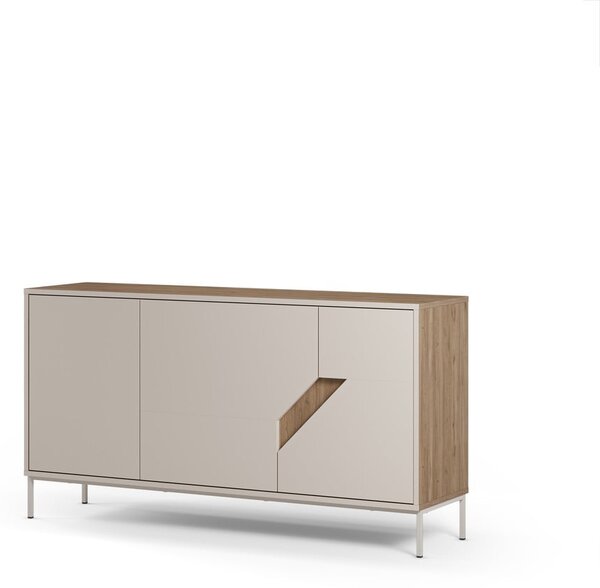 Kremno bela/naravna komoda v hrastovem dekorju 150x80x40 cm Lilou – Marckeric