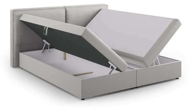 Svetlo siva boxspring postelja s prostorom za shranjevanje 180x200 cm Arendal – Cosmopolitan Design