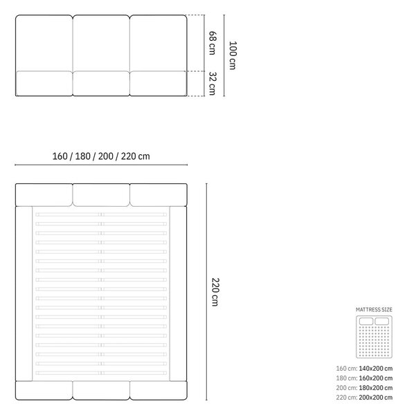 Temno modra žametna oblazinjena zakonska postelja s prostorom za shranjevanje in z letvenim dnom 200x200 cm Brody – Mazzini Beds