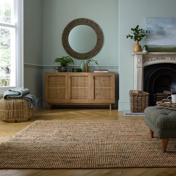 Obojestranska ročno tkana preproga iz jute v naravni in zeleni barvi 120x170 cm Jute Boucle Green – Flair Rugs