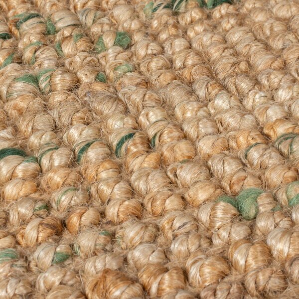 Obojestranski ročno tkan tekač iz jute v naravni in zeleni barvi 60x230 cm Jute Boucle Green – Flair Rugs
