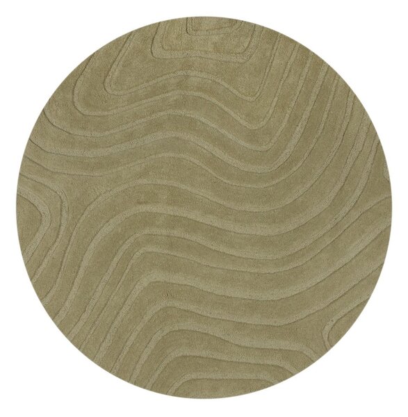 Kaki zelena ročno tkana volnena okrogla preproga ø 160 cm Mesmerise Sage – Flair Rugs