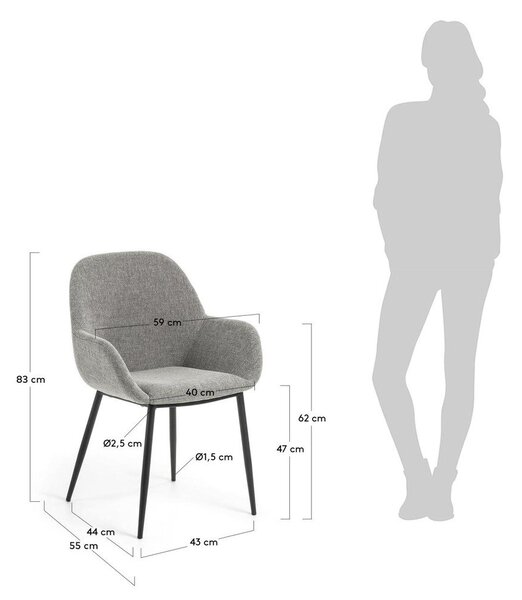 Siv oblazinjen jedilni stol Konna – Kave Home