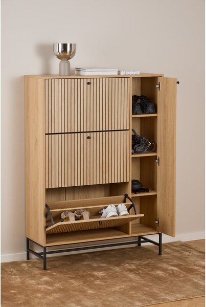 Preklopna omarica za čevlje v hrastovem dekorju v naravni barvi 99x140x35 cm Albany – Actona