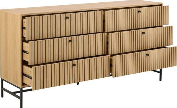 Komoda v hrastovem dekorju v naravni barvi 158x80x40 cm Albany – Actona
