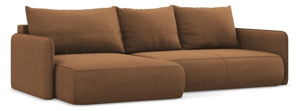 Oranžna raztegljiva/s prostorom za shranjevanje kotna sedežna garnitura (levi kot) Nanea – Makamii
