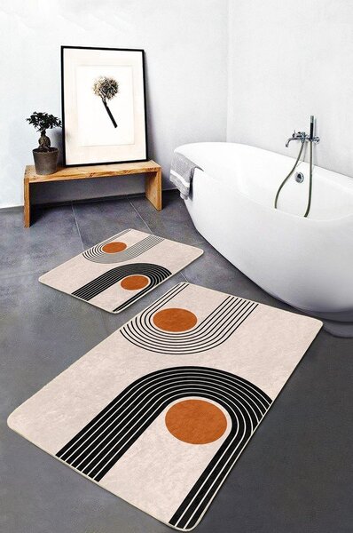Bež žametne kopalniške preproge v kompletu 2 ks 60x100 cm Dot Arch – Mila Home