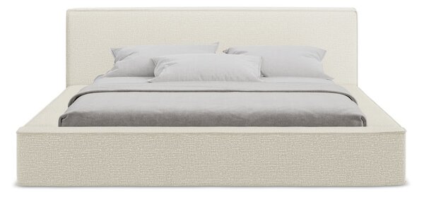 Kremasta oblazinjena zakonska postelja z odlagalnim prostorom z rešetko 160x200 cm Noho - Makamii