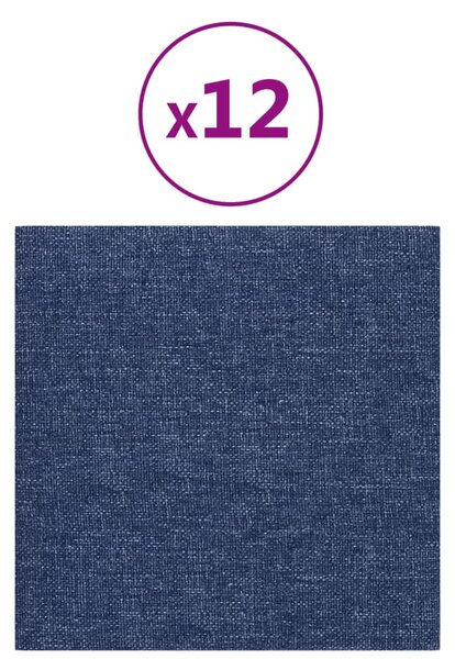 VidaXL Stenski paneli 12 kosov modri 30x30 cm blago 1,08 m²