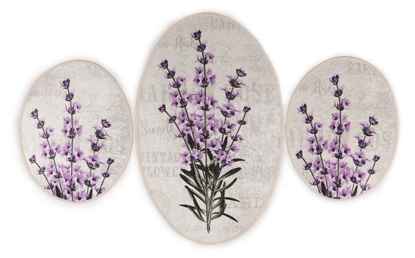 Vijolične/bež kopalniške preproge v kompletu 3 ks 60x100 cm Lavender – Foutastic