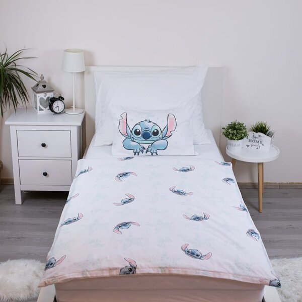 Bela bombažna otroška posteljnina za otroško posteljico 100x135 cm Lilo and Stitch "White Star" – Jerry Fabrics