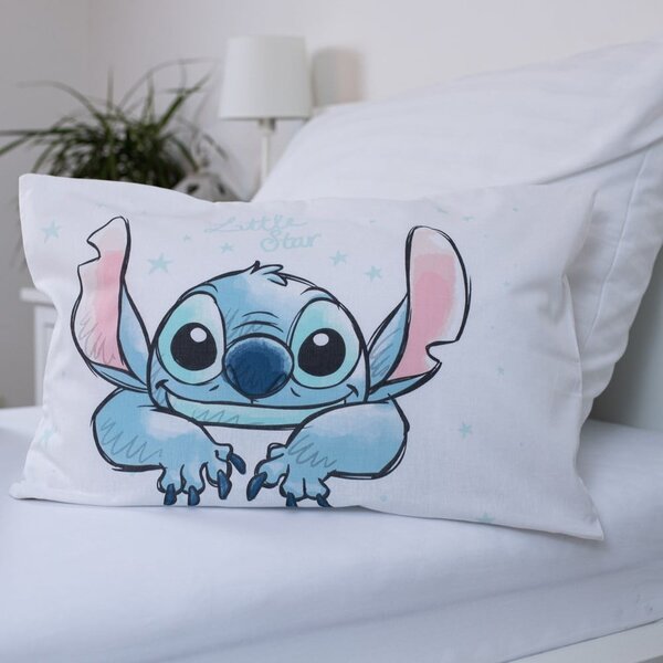Bela bombažna otroška posteljnina za otroško posteljico 100x135 cm Lilo and Stitch "White Star" – Jerry Fabrics