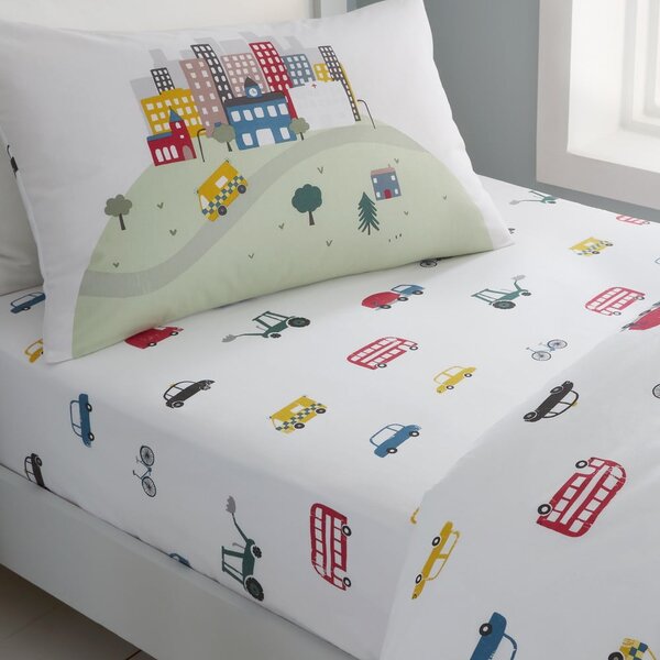 Bela napenjalna enojna bombažna otroška rjuha 90x190 cm Transport – Bianca
