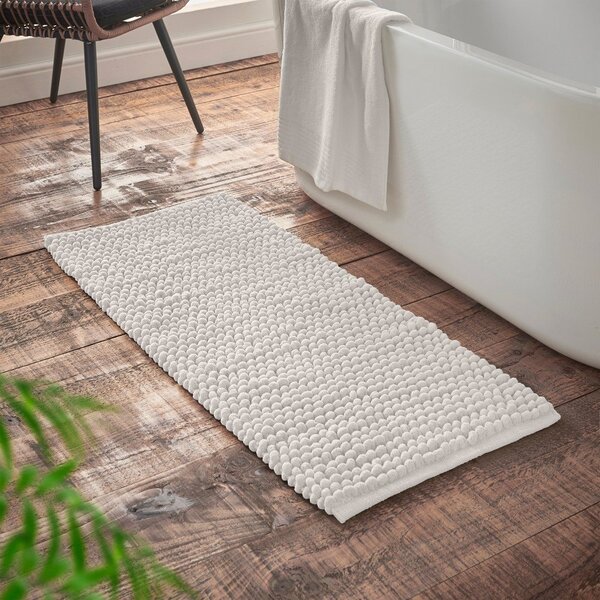 Bela kopalniška preproga 50x120 cm Aspen Bobble – Bianca