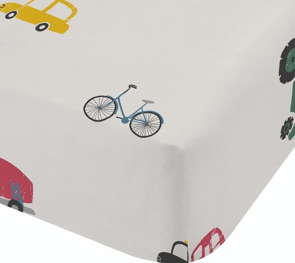 Bela napenjalna enojna bombažna otroška rjuha 90x190 cm Transport – Bianca