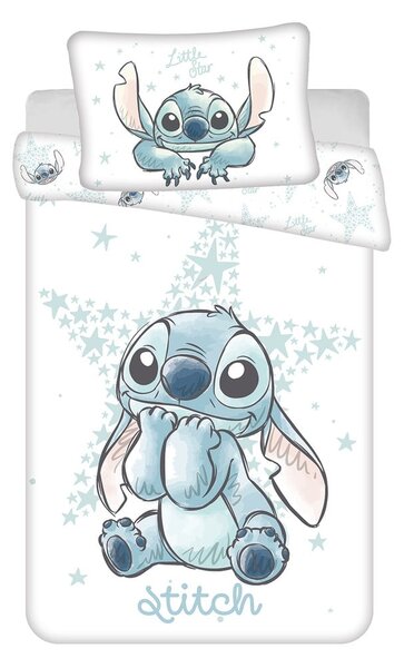 Bela bombažna otroška posteljnina za otroško posteljico 100x135 cm Lilo and Stitch "White Star" – Jerry Fabrics
